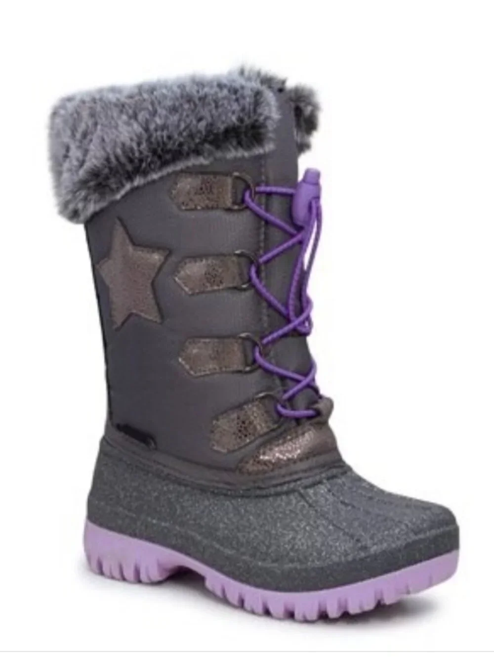 Elements Youth Girls Waterproof Star Pac Winter Boots Size 5 Grey Insulated